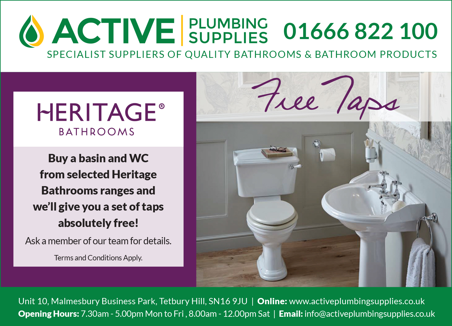 Heritage Bathrooms Free Taps Special Offer
