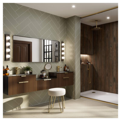 Multipanel herringbone tile sage green