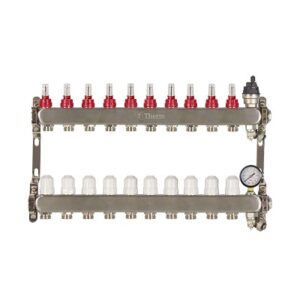 Theoheat 10 port manifold with 1 isolation valves stainless steel