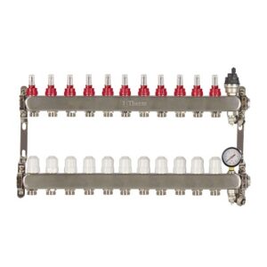 Theoheat 11 port manifold with 1 isolation valves stainless steel