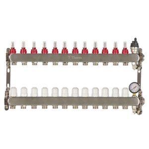 Theoheat 12 port manifold with 1 isolation valves stainless steel