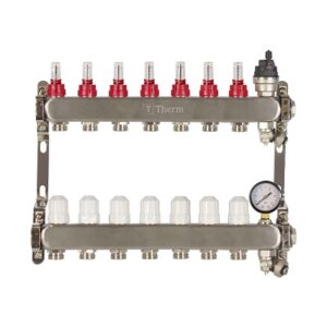 Theoheat 7 port manifold with 1 isolation valves stainless steel